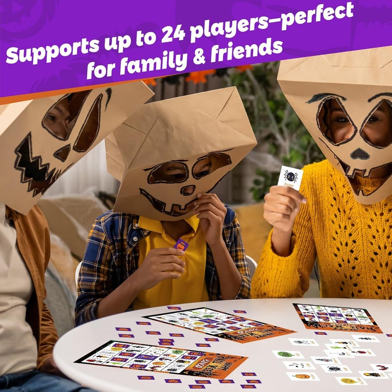 CRYSFIY Halloween Bingo Game,24 Players Halloween Bingo Cards,Halloween Party Game for Classroom Activities, School Carnivals, Office Events, Family Nights, and Holiday Entertainment,Halloween Party Supplies - Image 3